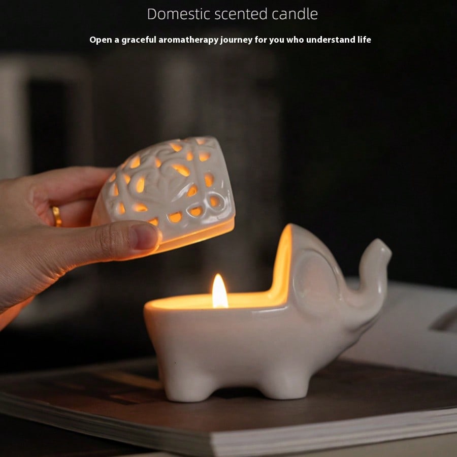 Wax Melt Burner - Cute Elephant Ceramic Aroma Burner Hollow